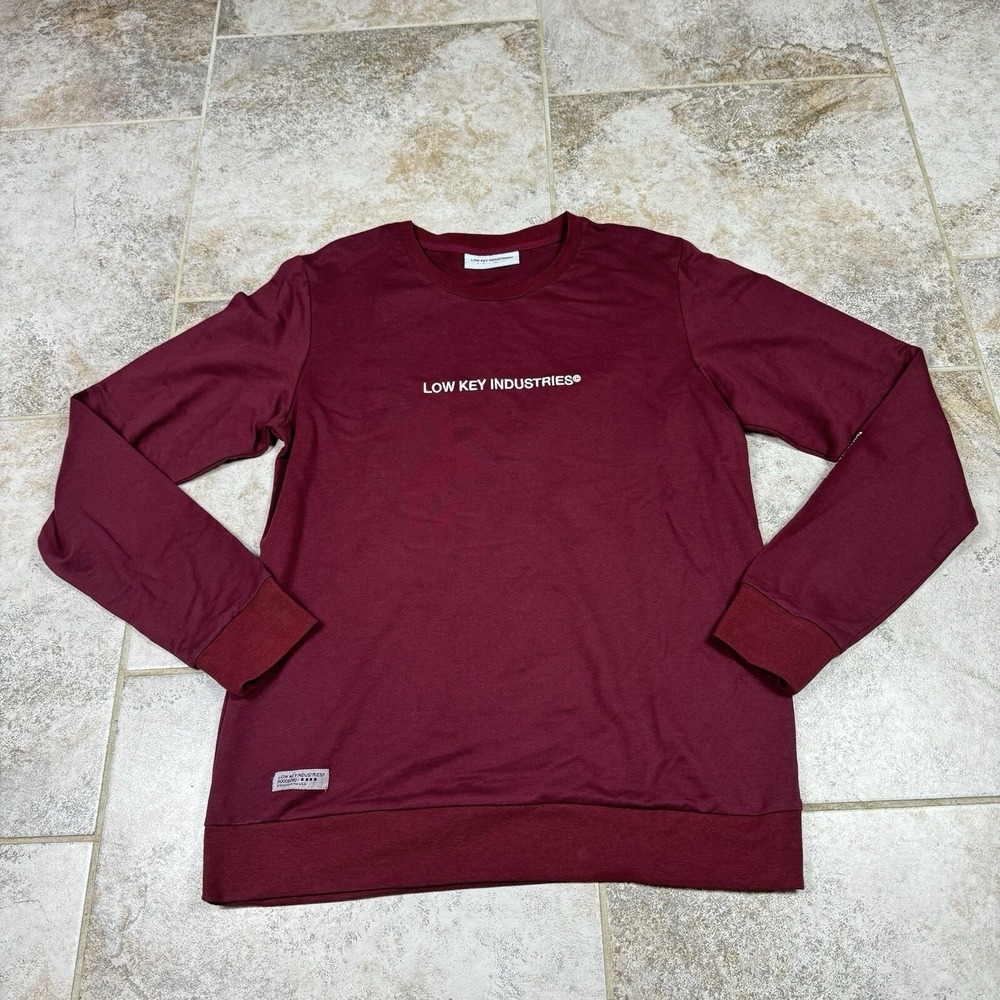 Low Key Industries Pullover Mens XL Red Sweatshirt Flag Embroidered